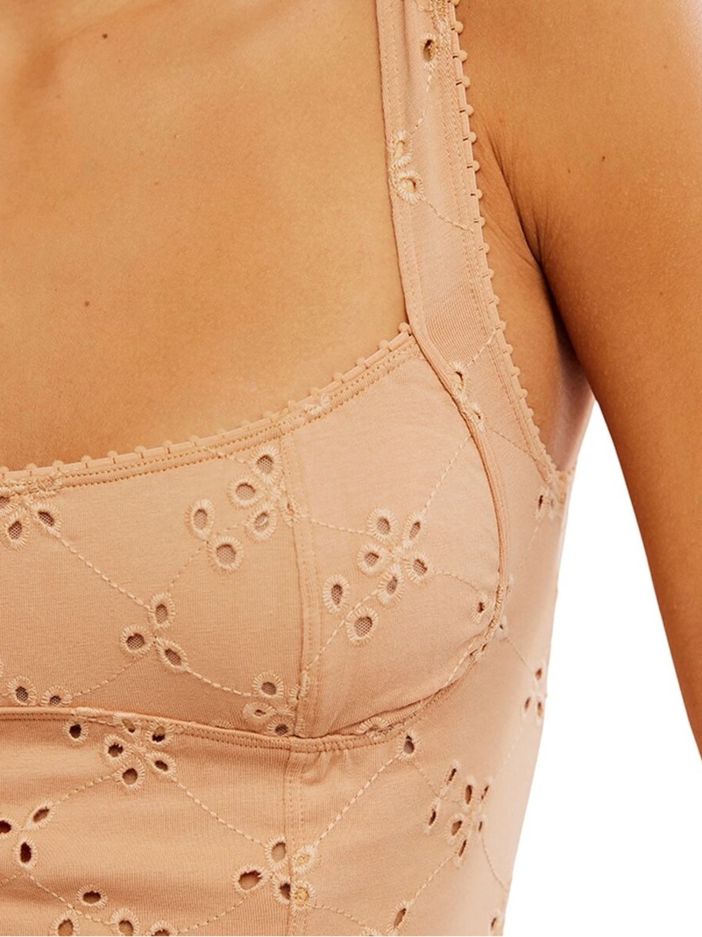 Free People Full Bloom Cotton Eyelet Cami Tan - Picture 3 of 6